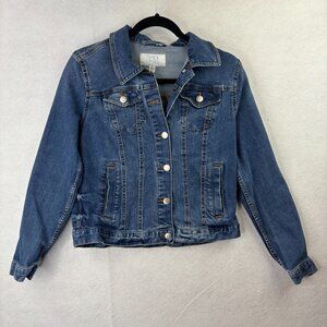 Time and Tru Denim Jacket Kids Sz Med 8-10 Med Wash Button Jean Long Sleeve